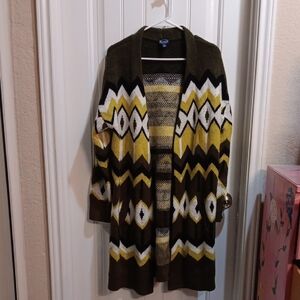 Scoop Medium Chevron Open Front Long Cardigan